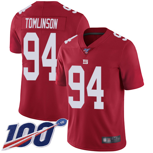 Men New York Giants #94 Dalvin Tomlinson Red Limited Red Inverted Legend 100th Season Football NFL Jersey->new york giants->NFL Jersey